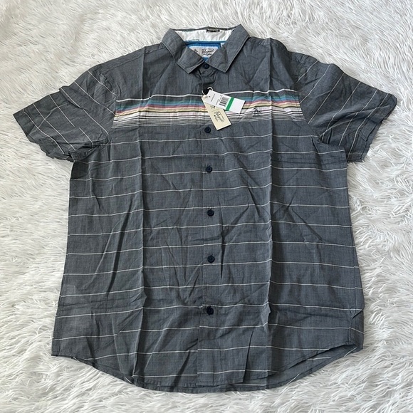 PENGUIN by Munsingwear Shirt Striped Button Down Dark Sapphire size Large - Picture 2 of 10